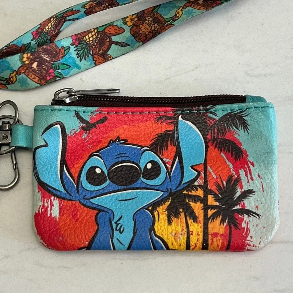 Loungefly Wallet Disney Stitch Lanyard ID Holder Coin Purse Travel‎ Keychain
